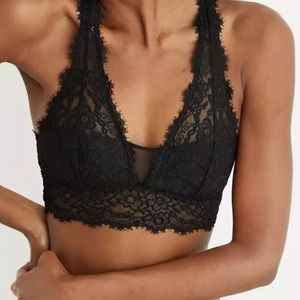 Aerie black flower lace bralette